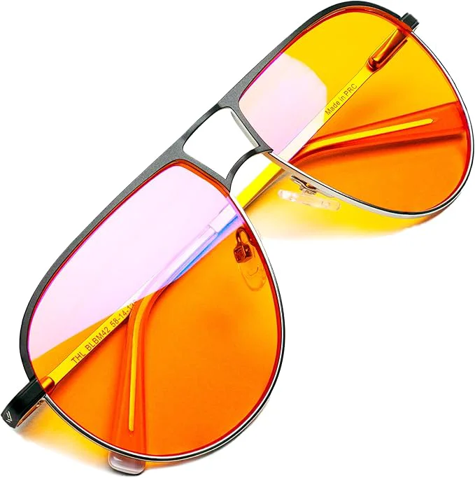 Functional Orange Aviator Blue Light Blocking Glasses Contemporary