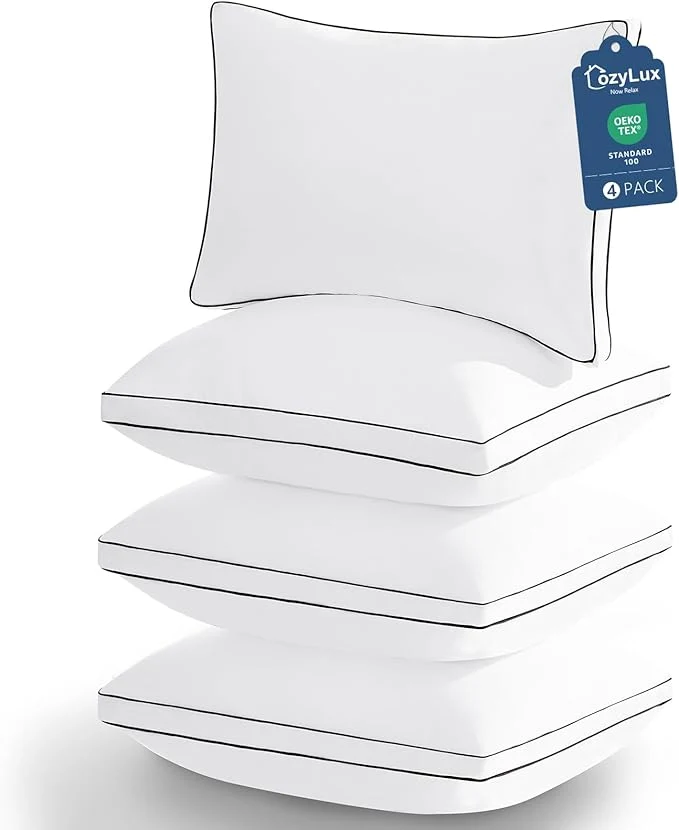 Classic CozyLux Pillows Standard Size Set of 4 Soft Supportive 3D Down Bed Original