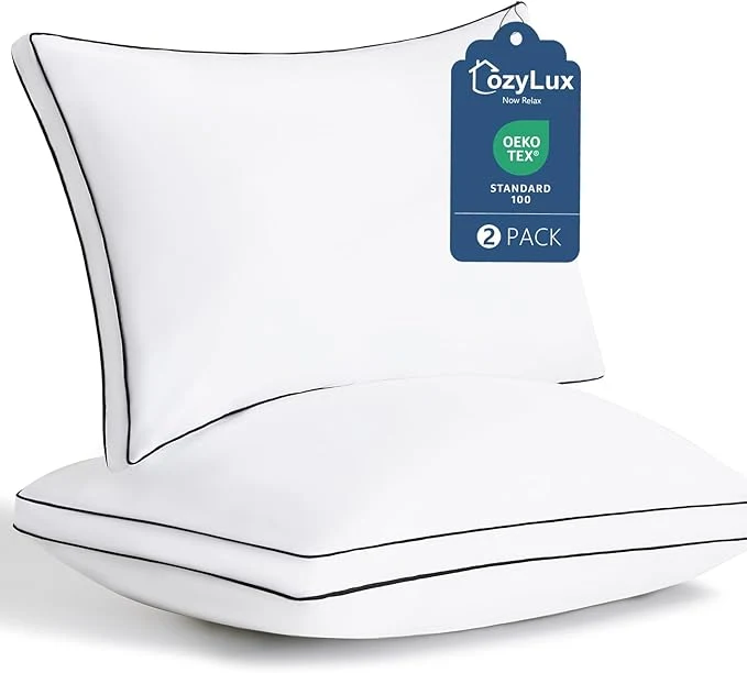 Sustainable CozyLux Pillows Queen Size Set of 2 Soft and Supportive 3D Down Reusable