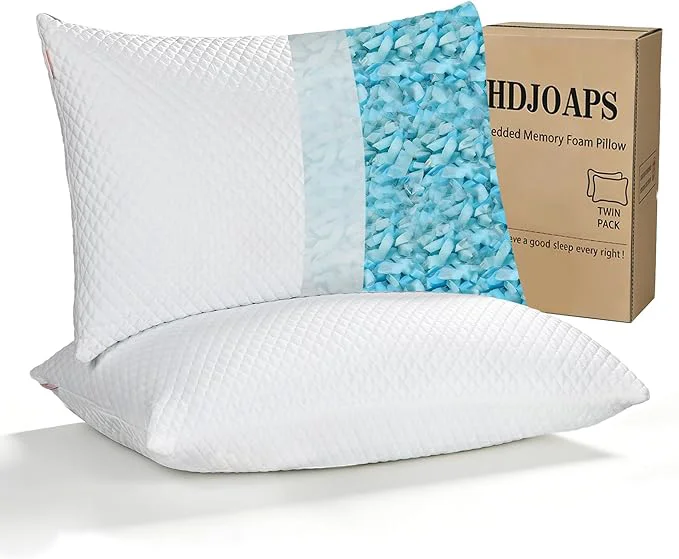 Safe Cooling Pillow for Sleeping Twin Size Set of 2 Shredded Memory Foam Pillows Premium Material
