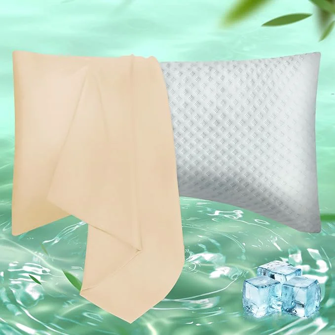Crafted Curved Pillow Case Queen Size Side Sleeper Pillow Cases Cover Cooling Rayon Fine