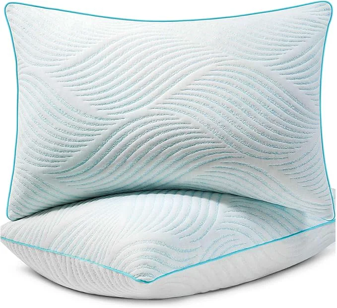 Refined Pillows Queen Size Set of 2 Cooling Memory Foam Pillows Next-Generation