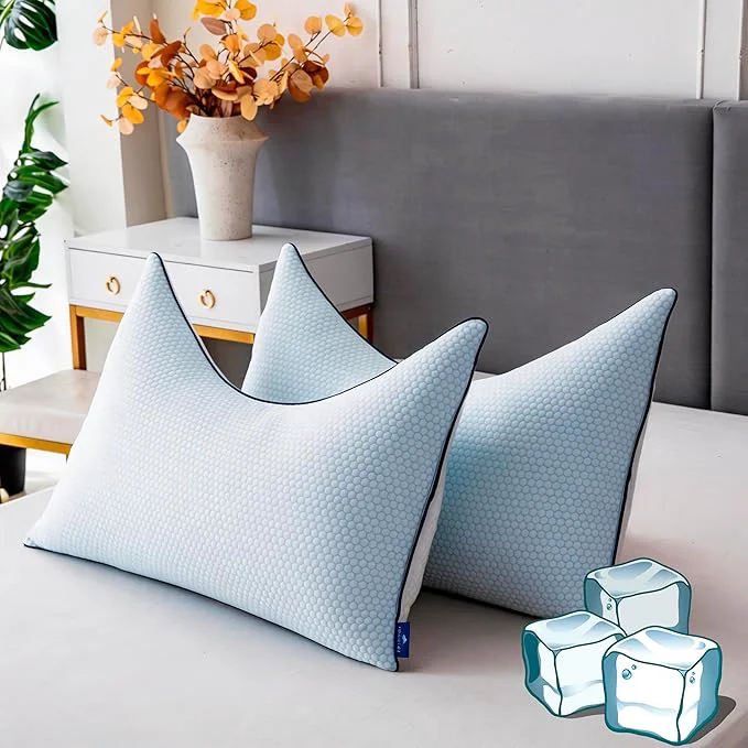 Detailed Cooling Pillow Queen Size Set of 2 Shredded Memory Foam Adjustable Loft Innovative