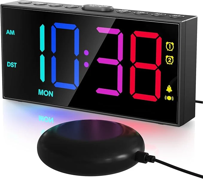 Solid PPLEE RGB Bed Shaker Alarm Clock Innovative