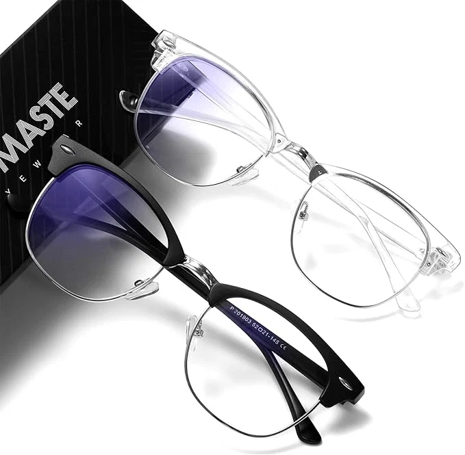 Elite Blue Light Blocking Glasses Vintage Half Frame UV Clear Lens Anti Eyestrain Elegant