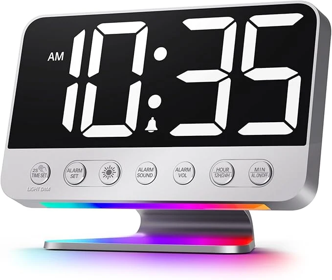 Clean Odokee Digital Alarm Clocks for Bedrooms Large Bold Number 5 Brightness Dimmer Trendy