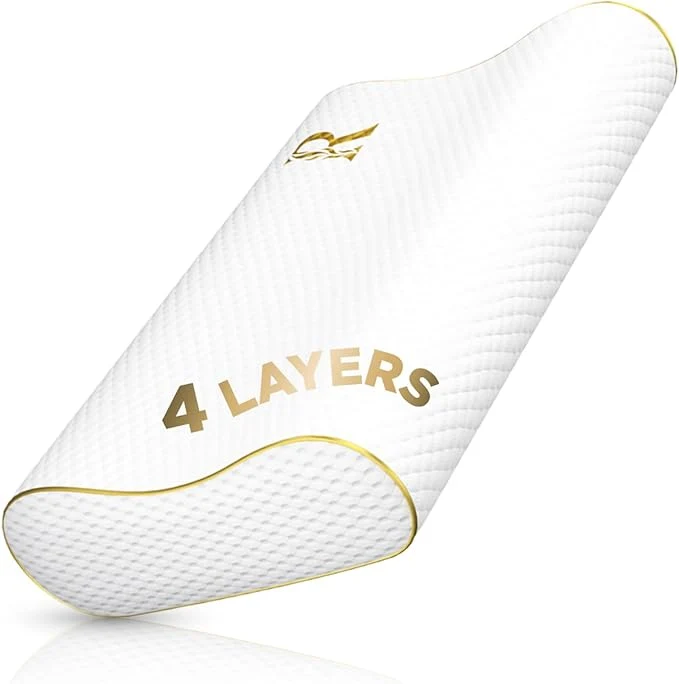 Smooth Memory Foam Pillow Cervical Pillow 4-Layer Queen Contour Pillow Side Sleeper Secure