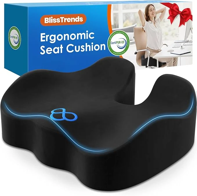 Pure BlissTrends Seat Cushion with Velvet Cover Thick Memory Foam Cushions Reusable