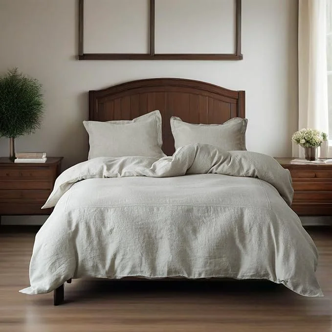 Exceptional Simple Opulence Washed Linen Duvet Cover Set 104 x92 Eco-Friendly