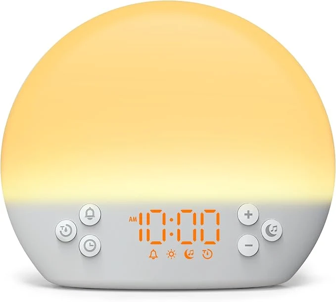 Easy-to-Use KEPLUG Wake Up Light Sunrise Alarm Clock Digital Alarm Clocks Bedside Dimmable Classic