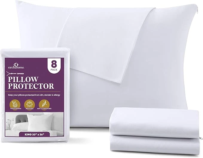 Solid CirclesHome Pillow Protectors 8 Pack King Zippered Unique