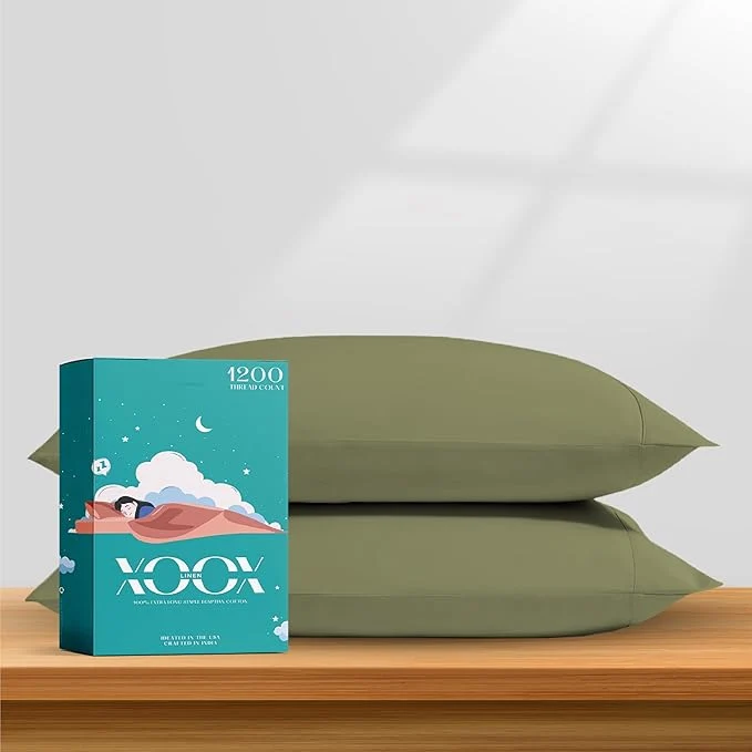User-Friendly XOOX Linen Egyptian Cotton King Pillow Cases Set of 2 High-Performance