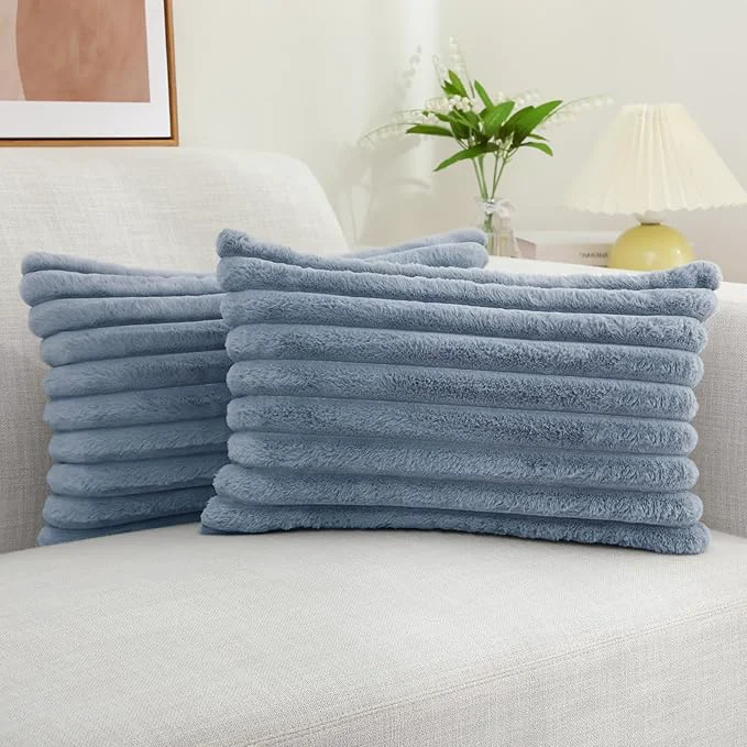 Selected decorUhome Cozy Faux Fur Throw Pillow Covers 12×20 Set of 2 Decorative Soft Expertly Made