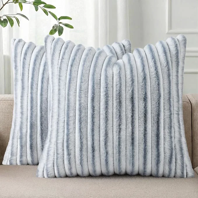 High-Grade Pallene Faux Fur Plush Throw Pillow Covers 20×20 Set of 2 Luxury Soft Fluffy Casual
