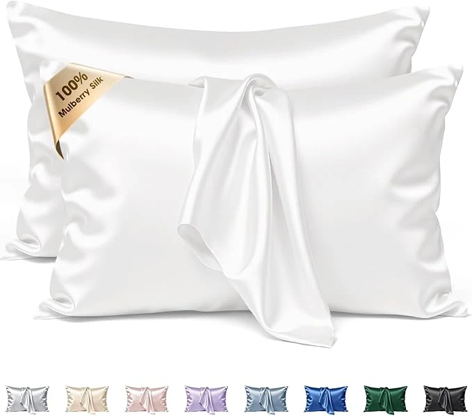 High-Quality Silk Pillow Cases 2 Pack Queen Size Mulberry Silk Pillowcase Set of 2 Clean