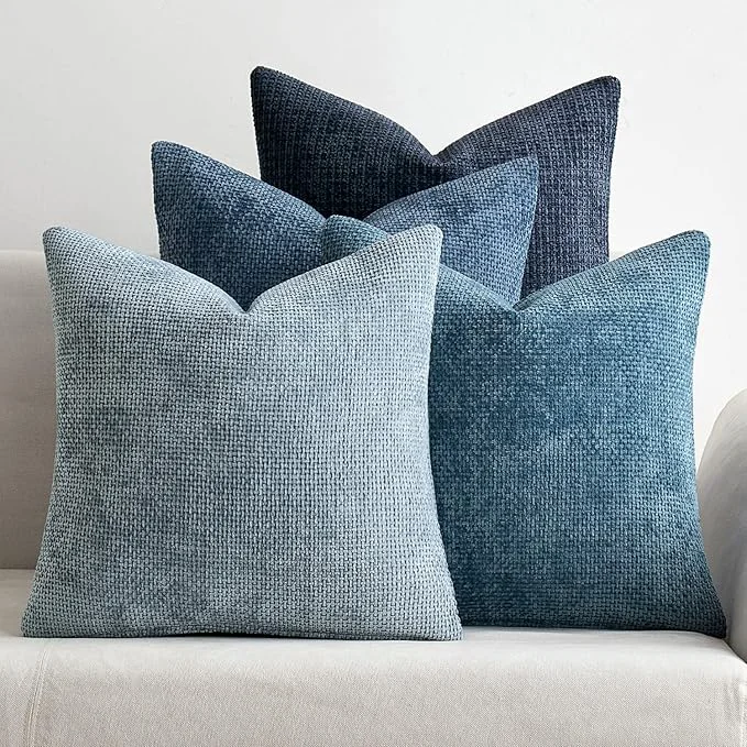 Authentic MIULEE Pack of 4 Couch Throw Pillow Covers 20×20 Inch Neutral Blue Soft Efficient