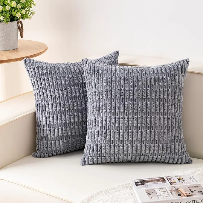 Crafted Aegero Pack of 2 Corduroy Decorative Throw Pillow Covers 20×20 InchSoft Boho Practical
