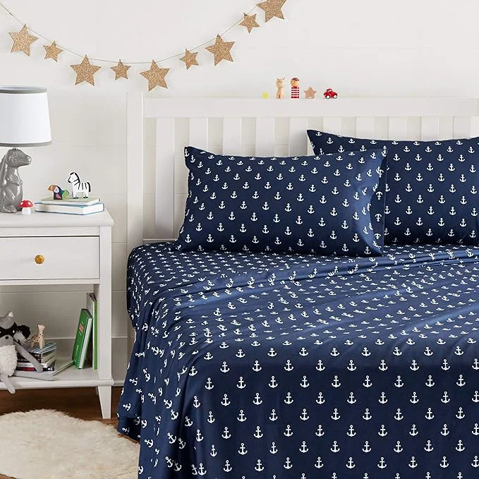 Enhanced Amazon Basics Kid’s Soft Breathable Easy-Wash Microfiber 4-Piece Sheet Set Top-Quality