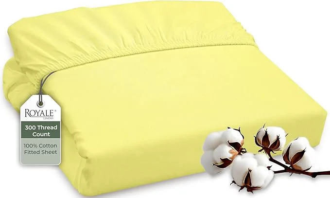 Verified ROYALE LINENS 300 Thread Count Long Staple Combed Cotton Fitted Sheet Twin Artisan