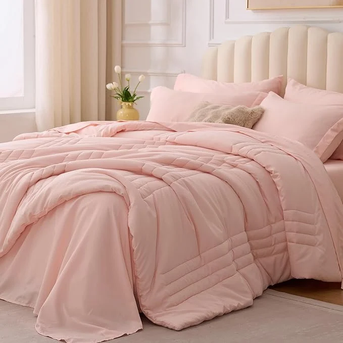 Certified Full Comforter Set Pink Contemporary