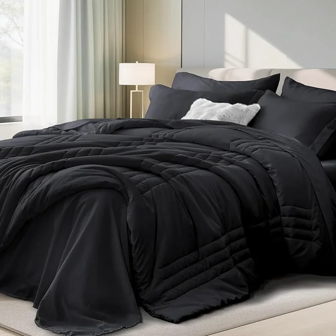 Verified Twin Comforter Set Black Professional