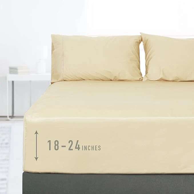 Advanced Sunflower King Fitted Sheet 1-Piece Extra Deep Pocket Fitted Bottom Sheet 19 Safe