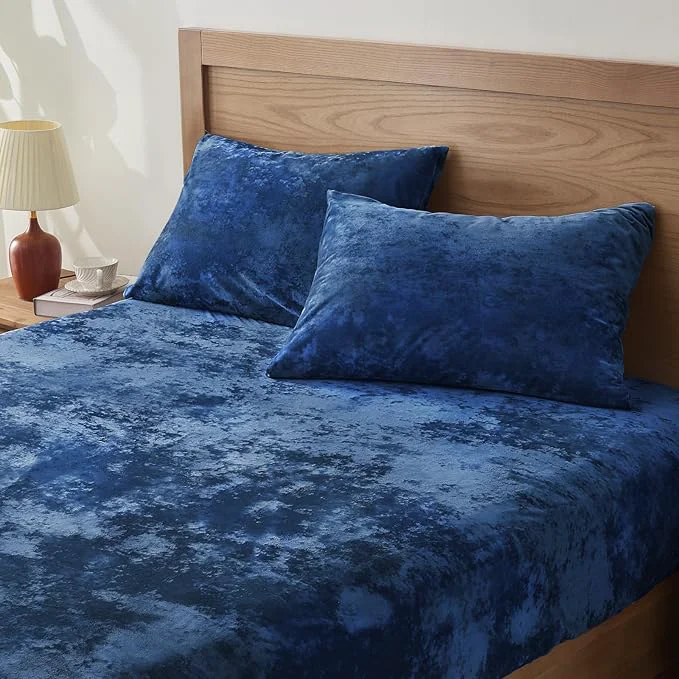 Certified BEDELITE Velvet Fitted Sheet and Pillowcases Set Luxury Soft Fuzzy Bottom Sheet Specialty