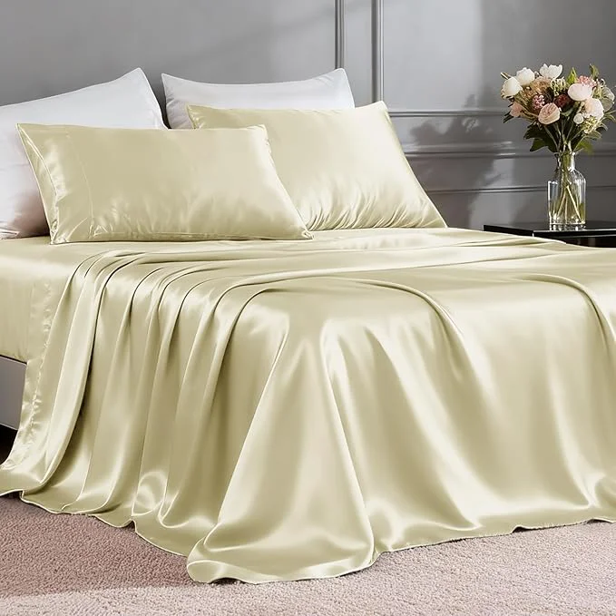 Innovative FreshCulture Satin Sheets Twin XL Bed Set Next-Generation