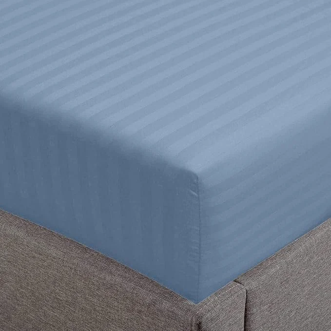 Professional Feather Stitch 1 Piece Fitted Sheet Queen Size Cotton Damask Sateen Casual