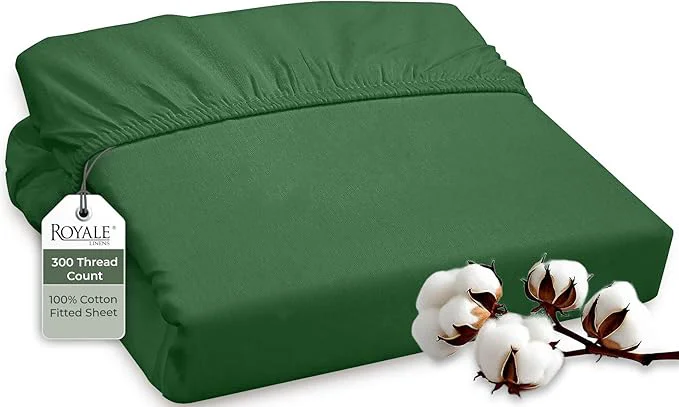 Efficient ROYALE LINENS 300 Thread Count Long Staple Combed Cotton Fitted Sheet Twin Crafted