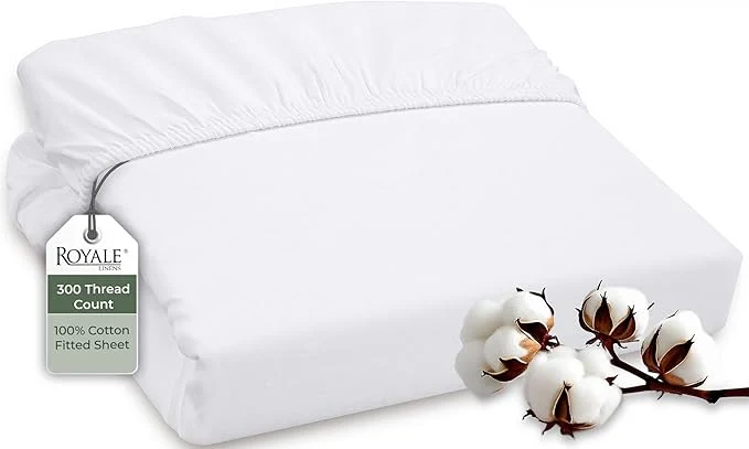 Prestigious ROYALE LINENS 300 Thread Count Long Staple Combed Cotton Fitted Sheet Twin Efficient