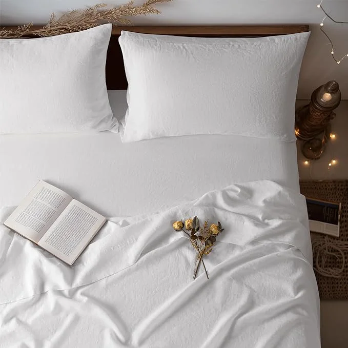 Certified LBRO2M Pure Linen Sheet Set Deep Pocket Up to 16 Bed Sheets Sets Trendy