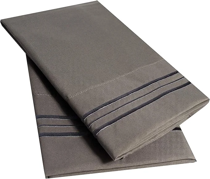 Secure 2 Pack Pillow Case Set 1800 Series Fine Brushed Microfiber Pillowcases Stylish