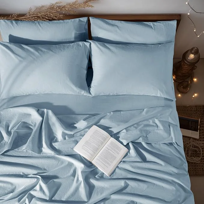 Official LBRO2M Pure Linen Sheet Set Deep Pocket Up to 16 Bed Sheets Sets Premium