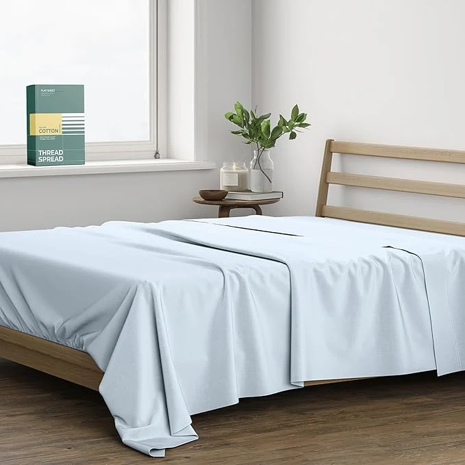 Original THREAD SPREAD Organic Cotton Percale Flat Sheet Queen Size Reusable