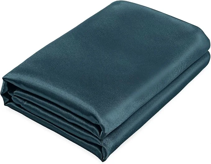 Outstanding Homiest Deep Sea Blue Satin Flat Sheet Soft