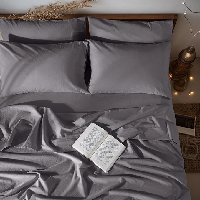 Exclusive LBRO2M Pure Linen Sheet Set Deep Pocket Up to 16 Bed Sheets Sets Efficient
