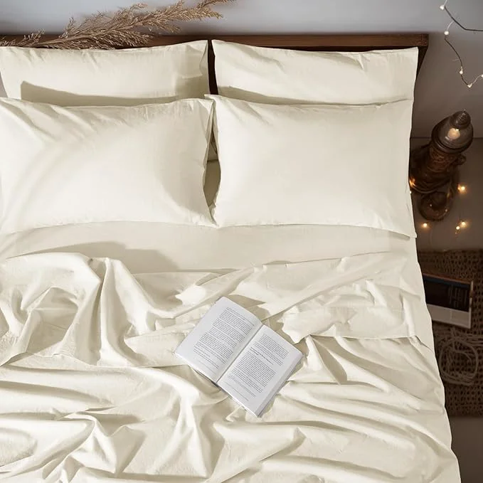 Professional LBRO2M Pure Linen Sheet Set Deep Pocket Up to 16 Bed Sheets Sets User-Friendly