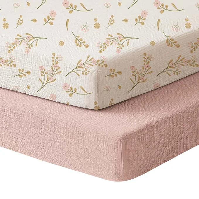 Clean Konssy Muslin Mini Crib Sheets Soft Cotton Pack and Play Sheets Trendy