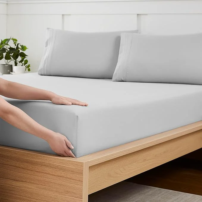 Detailed Queen Fitted Sheet Only with Full Elastic Built in Corner Sheet Straps to Refined
