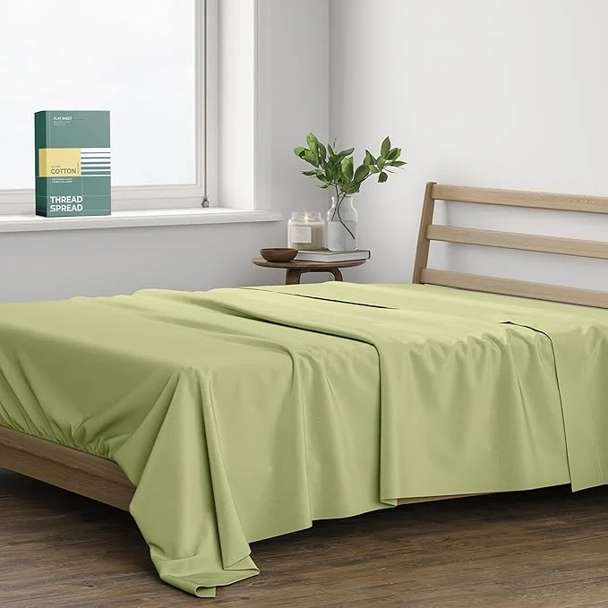 Casual THREAD SPREAD Organic Cotton Percale Flat Sheet Twin Size Smart