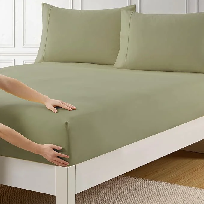 Clean Twin XL Fitted Sheet Only with Full Elastic Built in Corner Sheet Straps to Fast