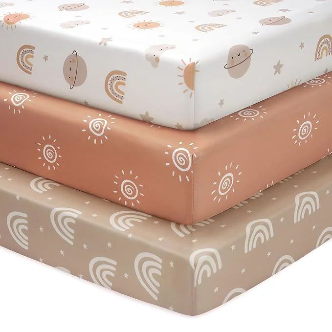 Stylish Baby Crib Sheets for Boys and Girls 3 Pack Fitted Toddler Bed Sheets Neutral User-Friendly