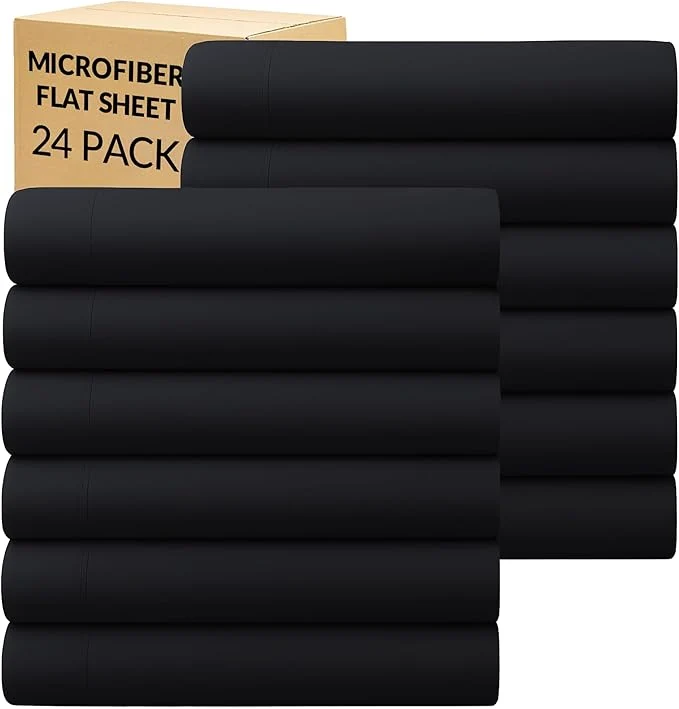 Excellent GOLD TEXTILES Twin Flat Sheet 24 Pack – Brushed Microfiber Top Sheets Environmentally Friendly
