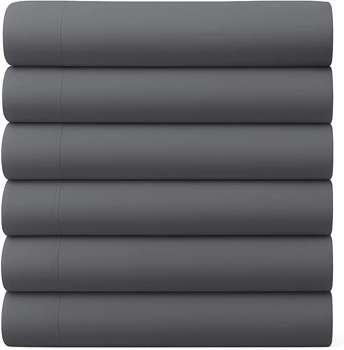 Lightweight GOLD TEXTILES King Flat Sheet 6 Pack – Brushed Microfiber Top Sheets Enhanced