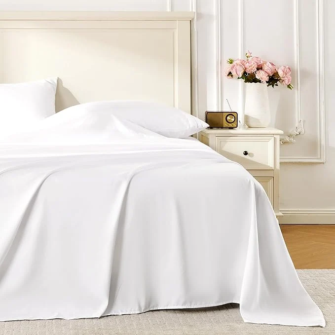 Comfortable ROSE RISY White Twin Sheet Set 3 Pieces Soft Bedding Twin Sheet Set Selected