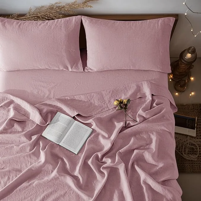 Classic LBRO2M Pure Linen Sheet Set Deep Pocket Up to 16 Bed Sheets Sets Top-Quality