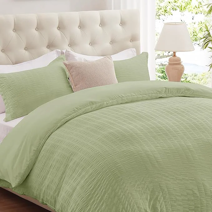 Traditional Cozyide Green Duvet Cover Queen Size 3 Pieces Bedding Duvet Covers Soft Recyclable
