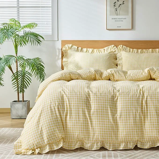 Selected Gingham Duvet Cover Twin Size 2 Pieces Soft Breathable Microfiber Plaid Responsible