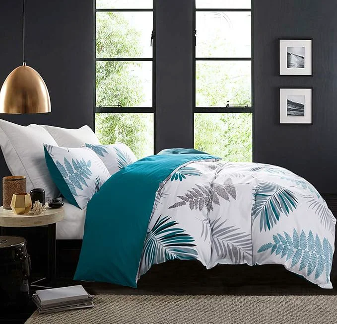Verified SLEEPBELLA Duvet Cover Full 600 Thread Count Cotton Leaf Botanical Pattern Smooth
